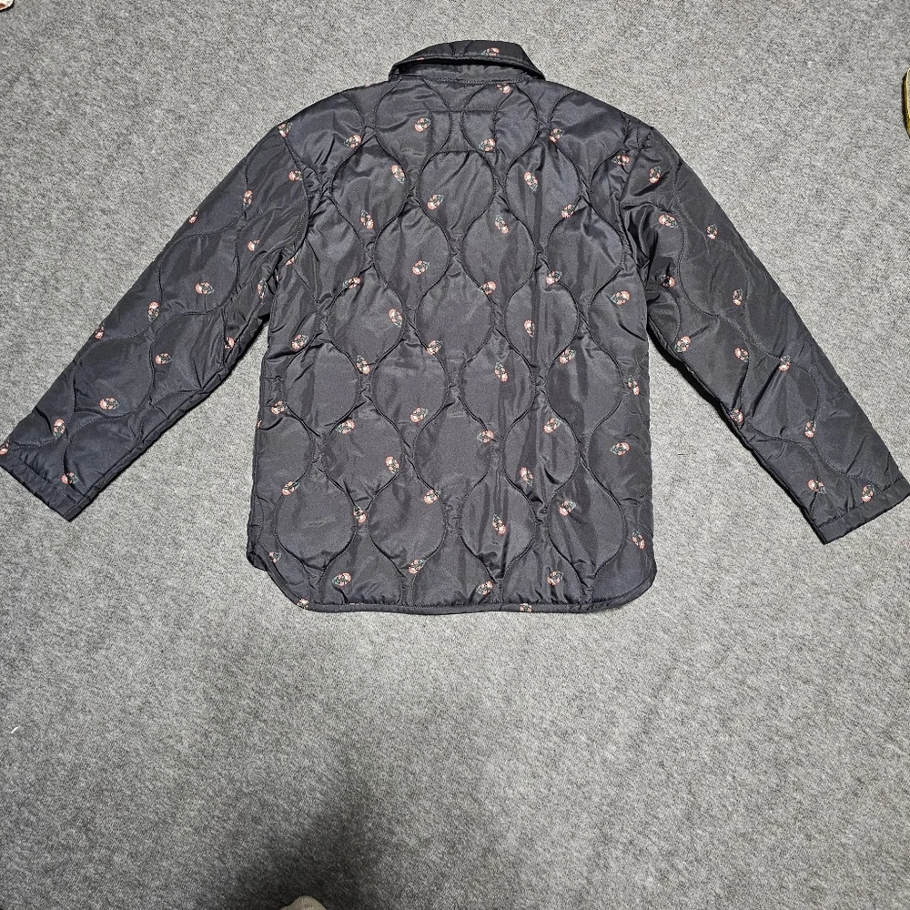 Old Navy Girls Large Quilted Floral Barn Jacket Black